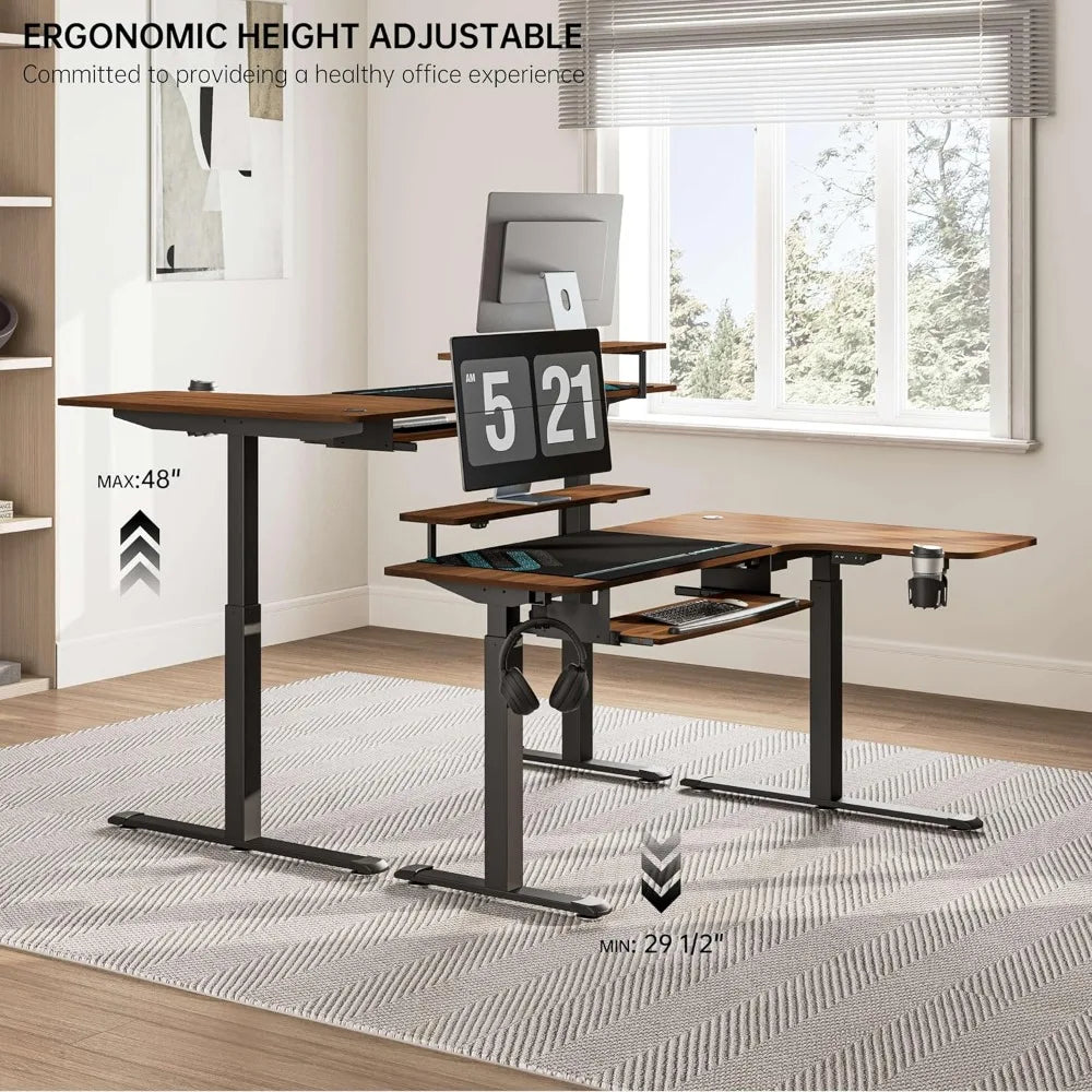 L-Shaped Desk  61"x43" with Keyboard Tray