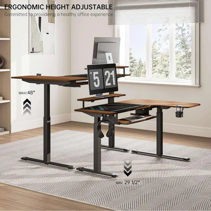 L-Shaped Desk  61"x43" with Keyboard Tray
