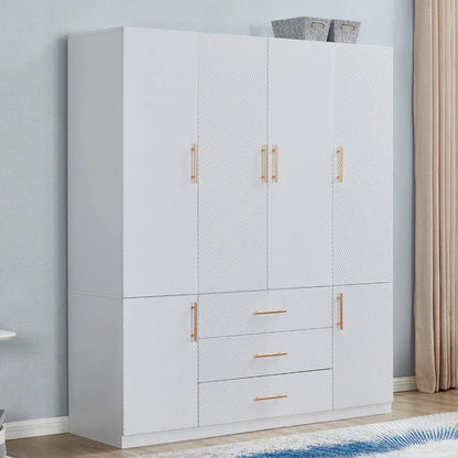 Armoire Wardrobe Closet with 3 Drawers and 4 Doors