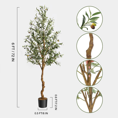 1Pc/2Pcs Artificial Olive Tree 4ft / 5ft / 6ft, Large Plant