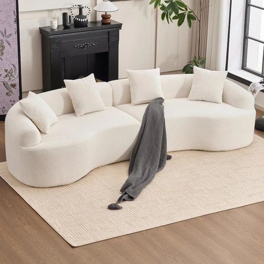 Oversized Sectional Sofa, Luxury Plush Chenille 4-Seater with 4 Throw Pillows