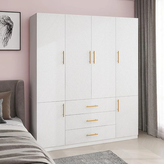 Armoire Wardrobe Closet with 3 Drawers and 4 Doors