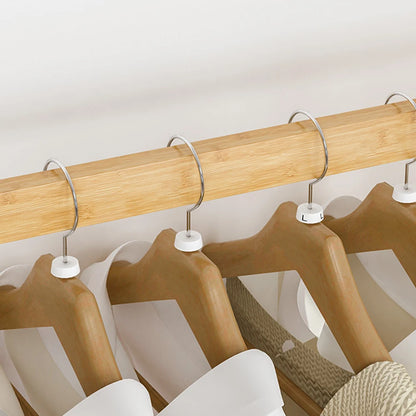 Double Hanging Rails Coat Rack with Storage Shelves