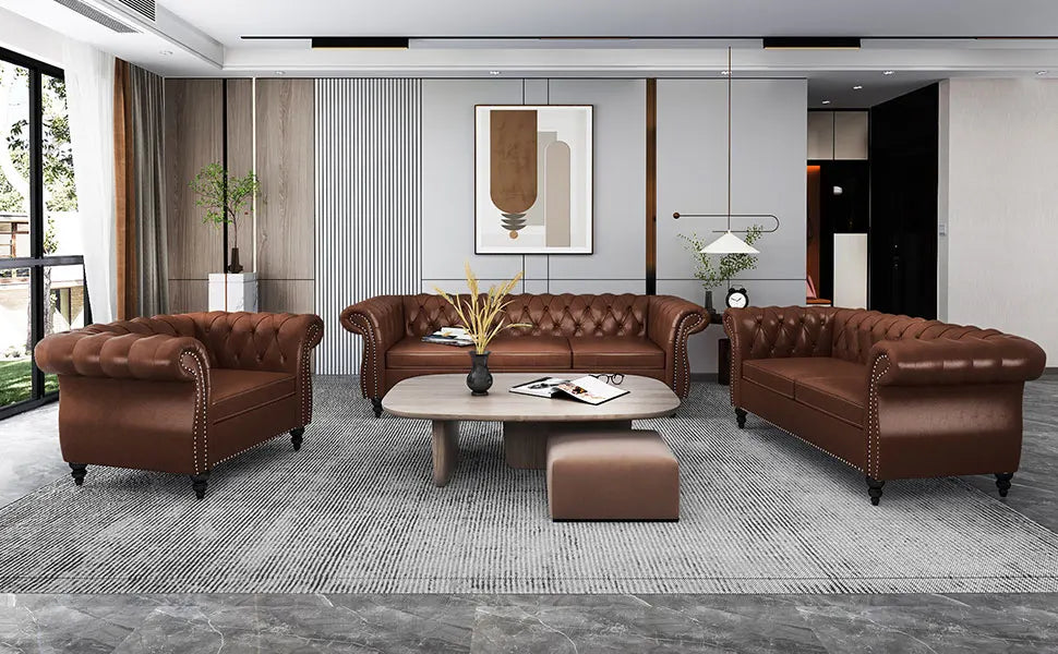 leather sofa loveseat couch chair, 3 piece