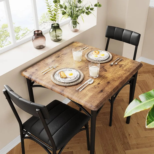Dining Table Set for 2, Kitchen Table and Chairs with Upholstered Chairs,3 Piece Dining Room Table Set,Square Kitchen Tables Set