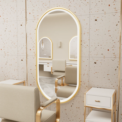 Gold Frame Oval Bathroom Mirror LED Lighted