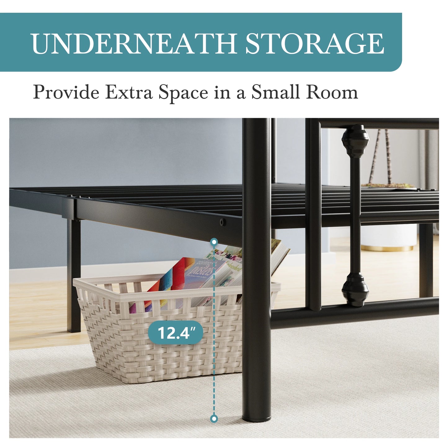 Metal Platform Bed Frame, – Full, Queen, Twin & King Sizes