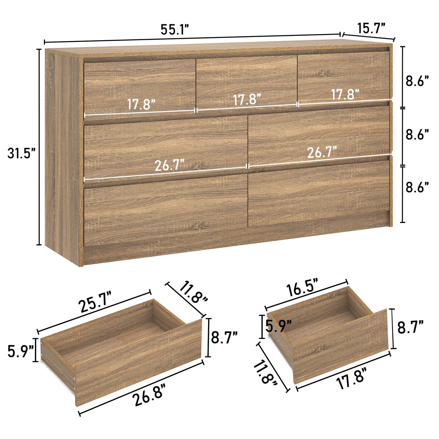7 Drawer Dresser, Chest of Drawers