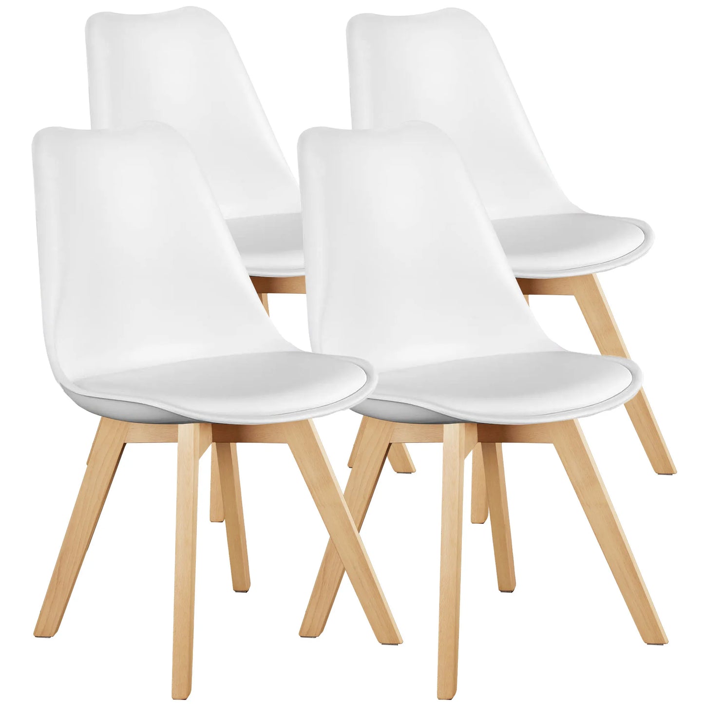 Leather Dining Chairs Set of 4 Wooden Legs