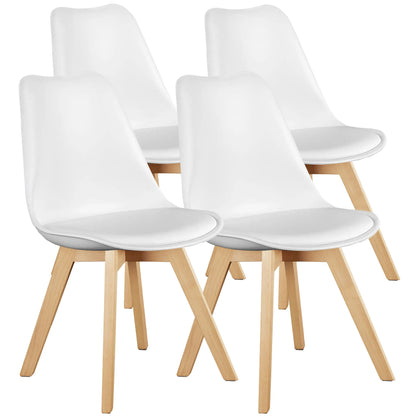 Leather Dining Chairs Set of 4 Wooden Legs
