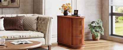 Tribesigns End Table Round Solid Wood Sofa Bedside Narrow Bedroom Side Table Nightstand with Drawer