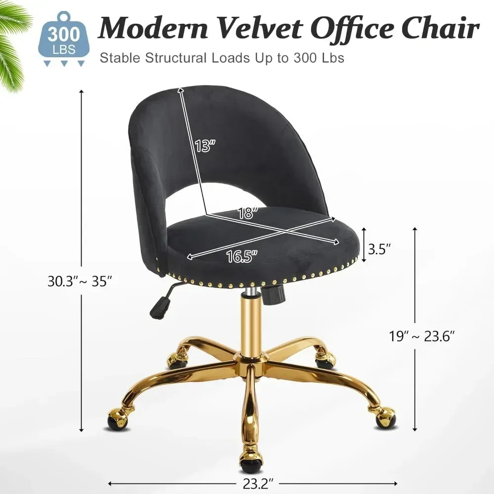 Velvet Small Chair, Comfy Armless