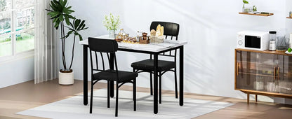 3 Piece Dining Tables Set, Small Industrial Kitchen Table and 2 Chairs, Kitchen Breakfast Dining Table Set, Breakfast Table Set