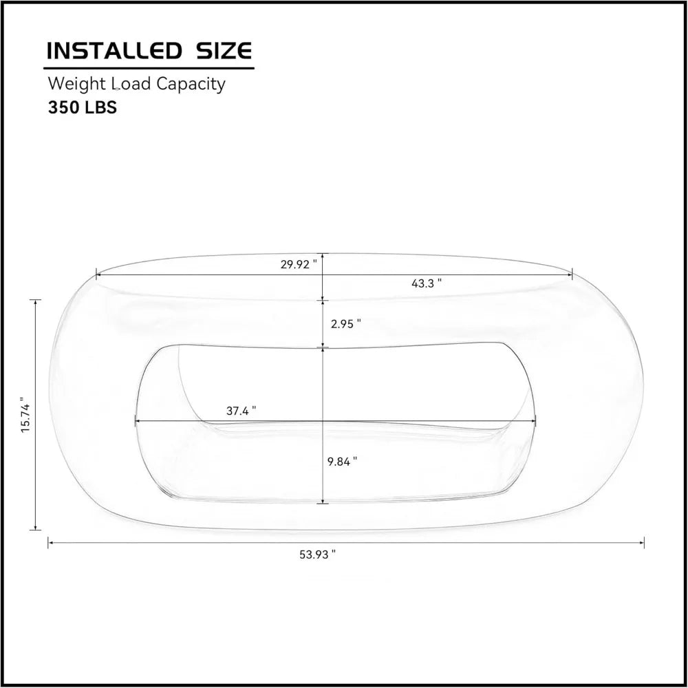 LUMISOL 53.93” Oval Coffee Table, Modern Sturdy Fiberglass Coffee Table with Storage Shelf, 2-Tier Center Cocktail Table for