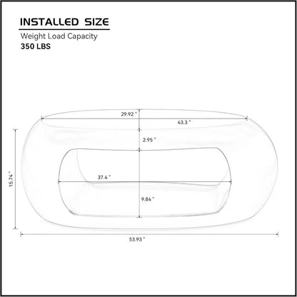 LUMISOL 53.93” Oval Coffee Table, Modern Sturdy Fiberglass Coffee Table with Storage Shelf, 2-Tier Center Cocktail Table for