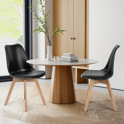 Leather Dining Chairs Set of 4 Wooden Legs