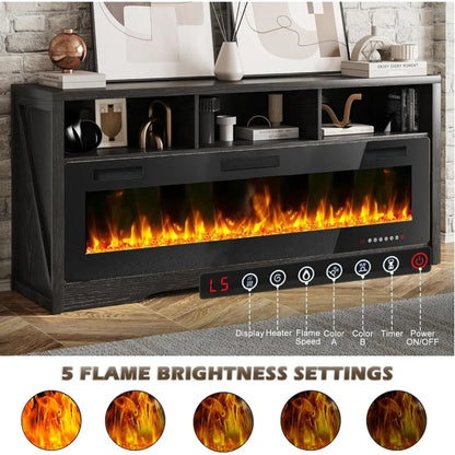 Fireplace TV Stands with Open Storage Shelve