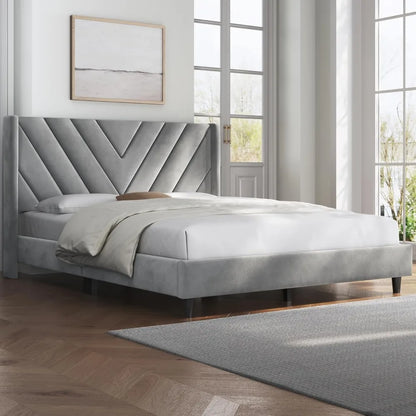 Queen Bed Frame with Winged Sides