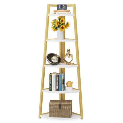 Corner Bookcase, Bookshelf with Rack Wood