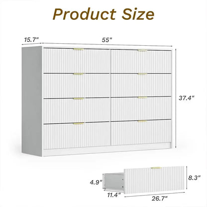 Double Dresser, Modern Tall Chest of Drawers