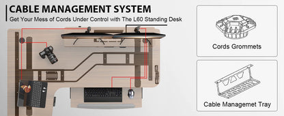 L-Shaped Desk  61"x43" with Keyboard Tray