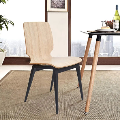 Wood Kitchen Dining Chairs Set of 4 with Bentwood Seat and Metal Legs
