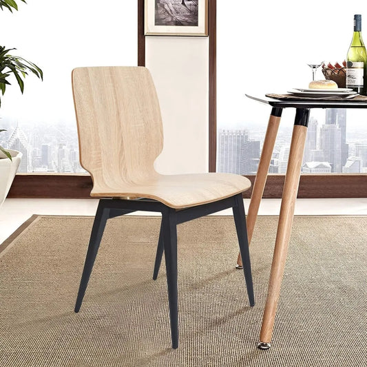 Wood Kitchen Dining Chairs Set of 4 with Bentwood Seat and Metal Legs