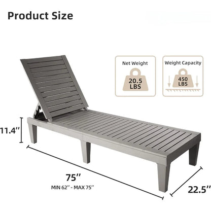 Outdoor Chaise Lounge Set of 2, Adjustable Pool Lounge Chair