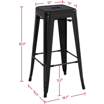 Metal Bar Stools High Backless Set of 4