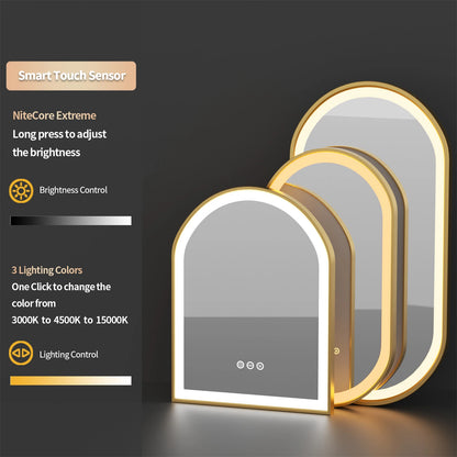 Gold Frame Oval Bathroom Mirror LED Lighted