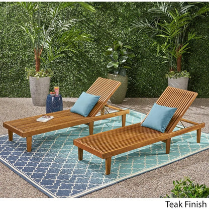 Outdoor Wooden Chaise Lounge, Set of 2