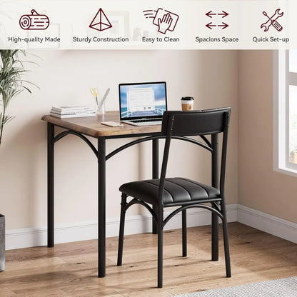 Dining Table Set for 2, Kitchen Table and Chairs with Upholstered Chairs,3 Piece Dining Room Table Set,Square Kitchen Tables Set