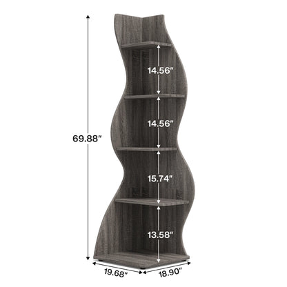 Corner bookShelf, 5-Tier Stylish Corner Bookcase