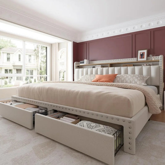 Full, Queen and King size Bed Frame with Drawers