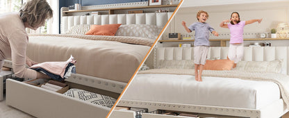 Full, Queen and King size Bed Frame with Drawers