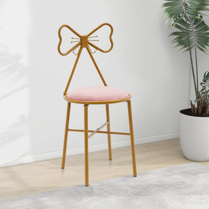 Velvet Makeup Chair Metal Frame Butterfly Backrest Chair