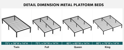 Twin Full Queen King Size Bed Frame Metal Platform Bedroom Frames with Storage