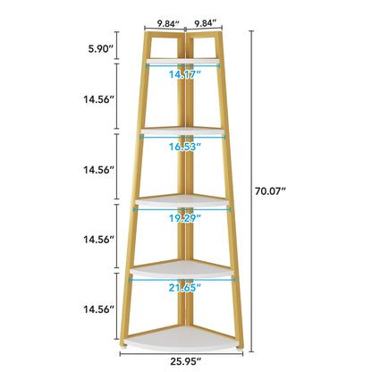 Corner Bookcase, Bookshelf with Rack Wood