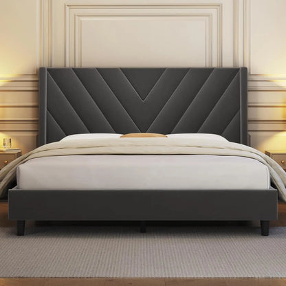 Queen Bed Frame with Winged Sides