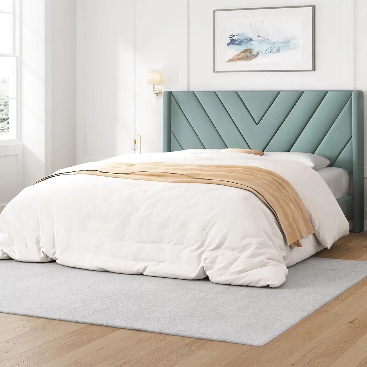 Queen Bed Frame with Winged Sides