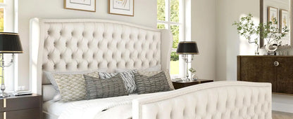 King& Queen Size Bed Frame, Velvet Upholstered