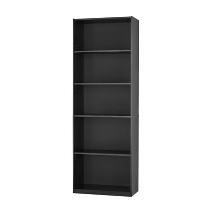 5-Shelf Bookcase , True Black Oak/White Bookshelf