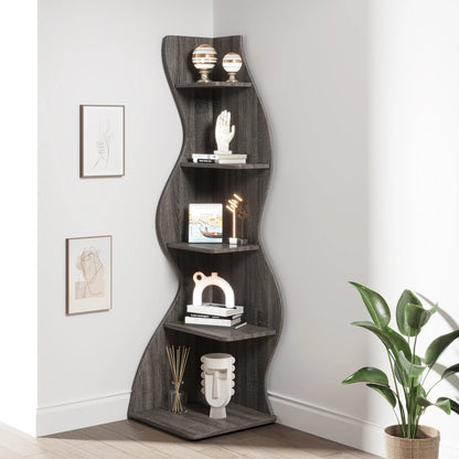 Corner bookShelf, 5-Tier Stylish Corner Bookcase