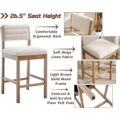 Bar Stools Set of 4  Counter Stools with Backs
