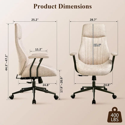 Office Chair with Wheels, High Back Ergonomic chair