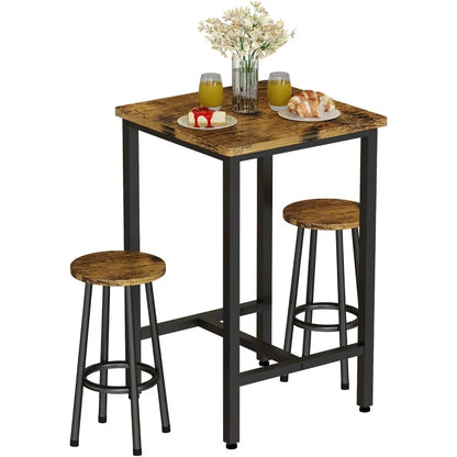3 Piece Pub Dining Set, 2 Kitchen Counter Height Wood Top Bistro Easy Assemble Small Space Restaurant, 24”, Dinings Room Sets