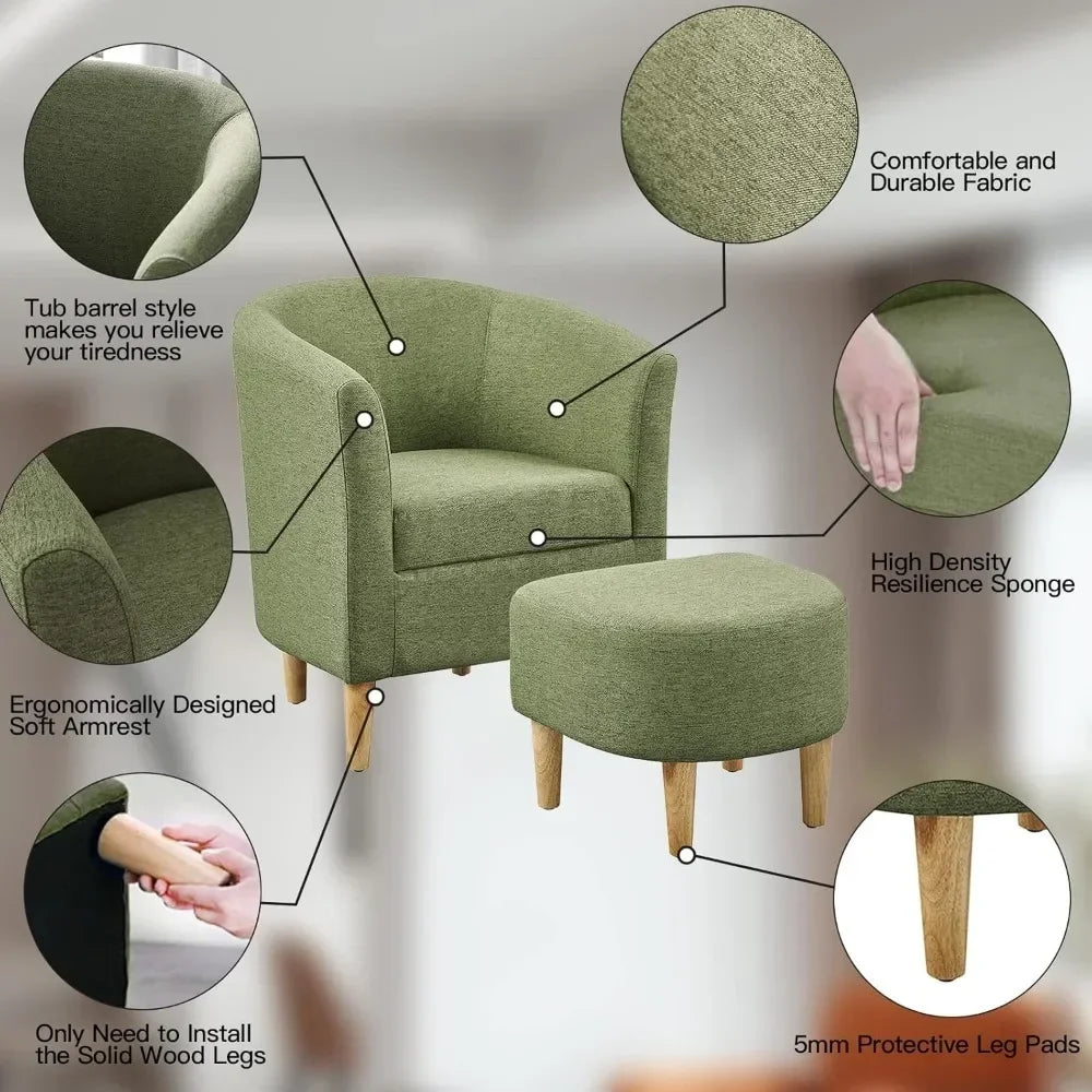 Modern Chair, Footrest Set Comfortable Living Room Chairs