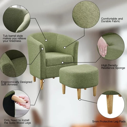 Modern Chair, Footrest Set Comfortable Living Room Chairs