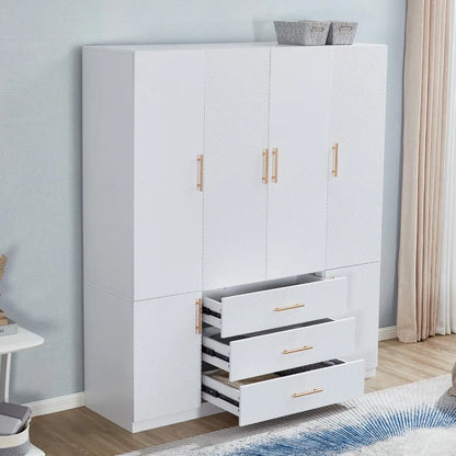Armoire Wardrobe Closet with 3 Drawers and 4 Doors