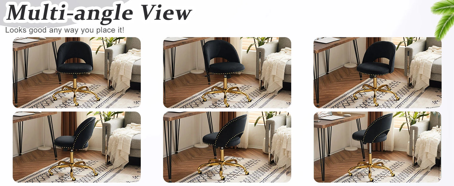 Velvet Small Chair, Comfy Armless